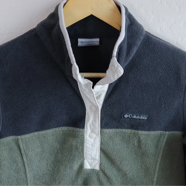 Columbia Benton Springs Snap Fleece Pullover Womens XS‎ Grey Green AL1302 - Image 6