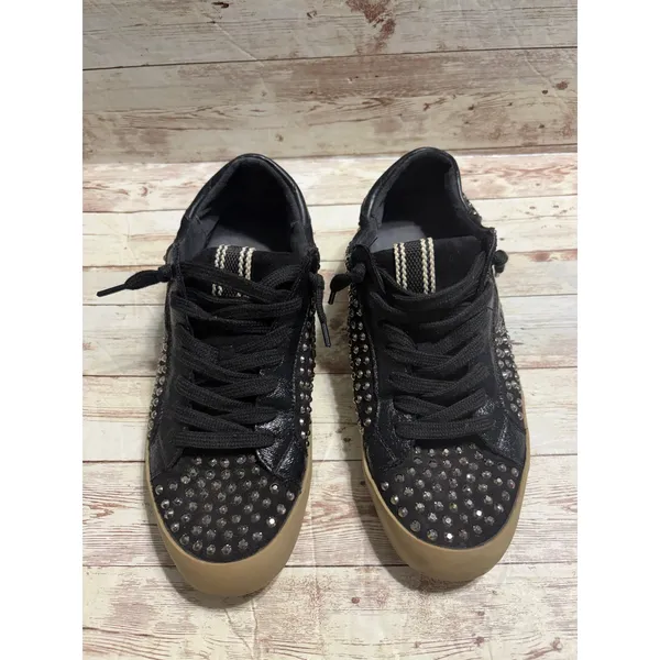 Shu Shop Rockstar Studded Black Sneakers Size 9 Silver Rocker Slip On - Image 4