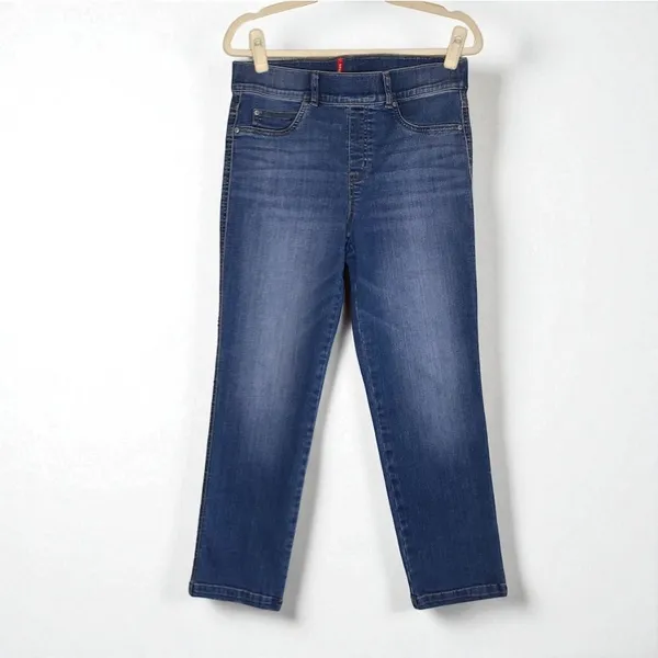 SPANX Ankle Straight PullOn Jeans W's L Vintage Indigo Shaping Comfort Travel - Image 5