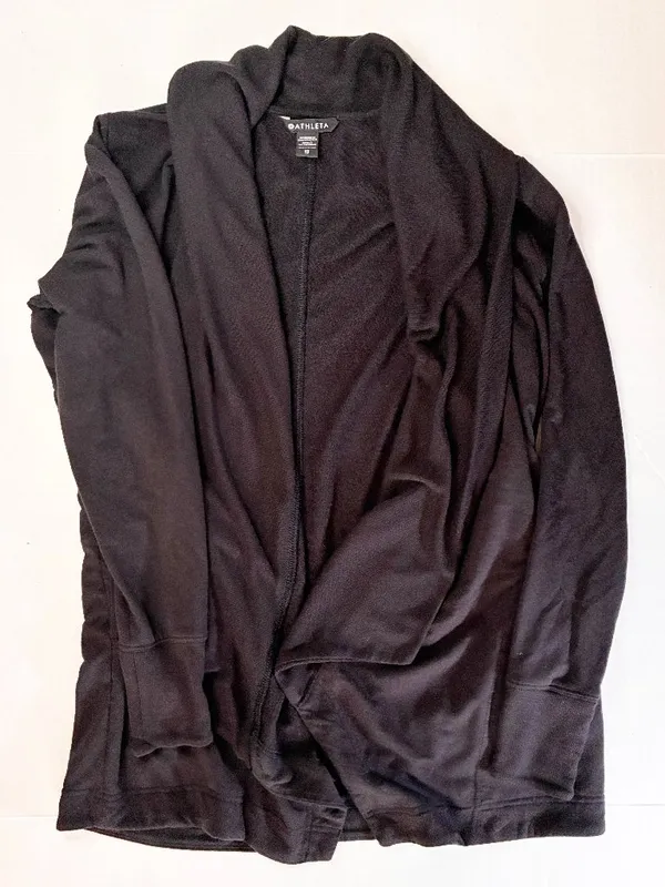 Athleta Pranayama Restore Wrap - Black Oversized Draped Cardigan - XS Runs Large - Image 2