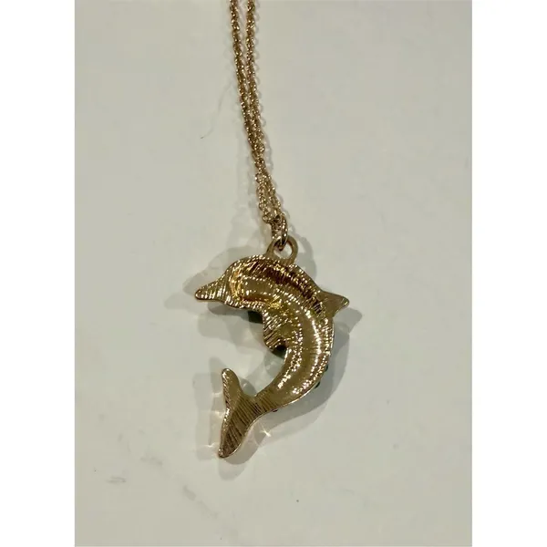 Betsey Johnson Necklace Gold Blue Crystal Dolphin Pendant cute nautical gift - Image 3