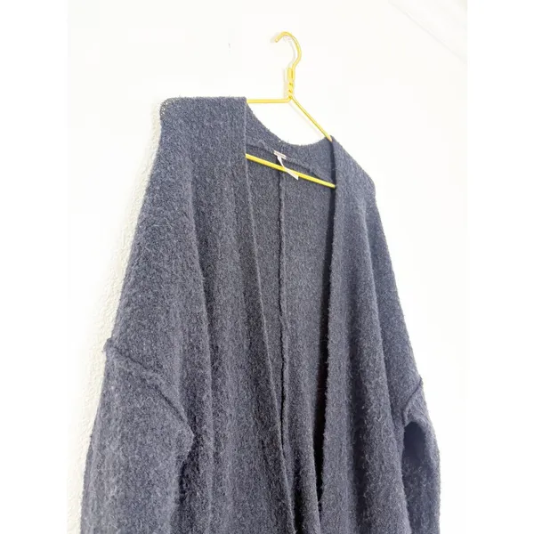 Free People Phantom Long Cardigan Black Front Open Wool Blend Large Oversized - Image 9