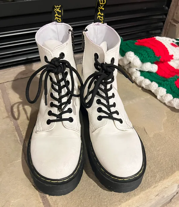 Combat Boots White Size 8 - Image 2