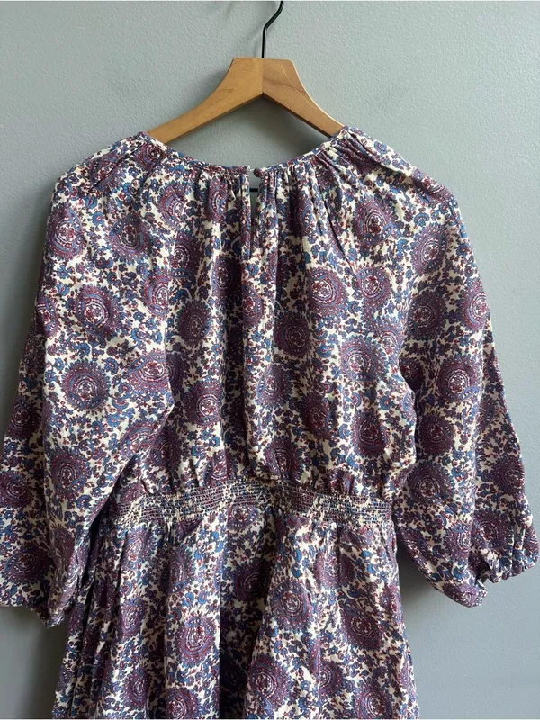 J. Crew NWT Palermo Linen Smocked Waist Bouquet Floral Purple Printed Medium - Image 11