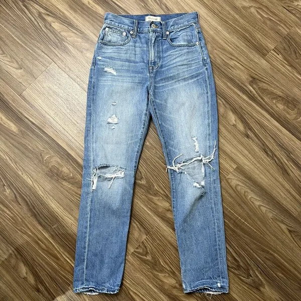 Madewell Size 25 The Perfect Vtg Jeans Chet Wash Busted Knees Distressed Edition - Image 3