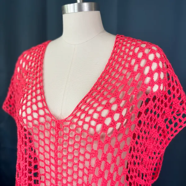 Vintage 70s/80s Coral Crochet Top - Image 2