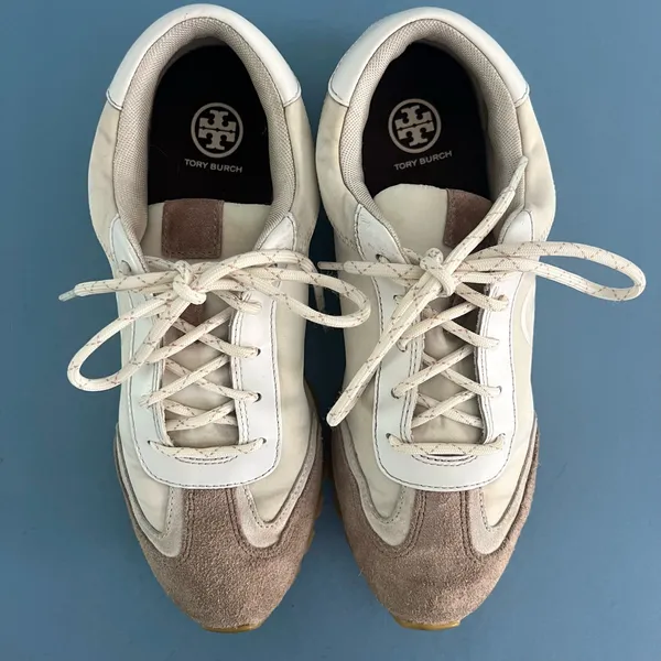 Tory Burch Annie Nylon Suede Ivory White Runner Sneakers - Image 7