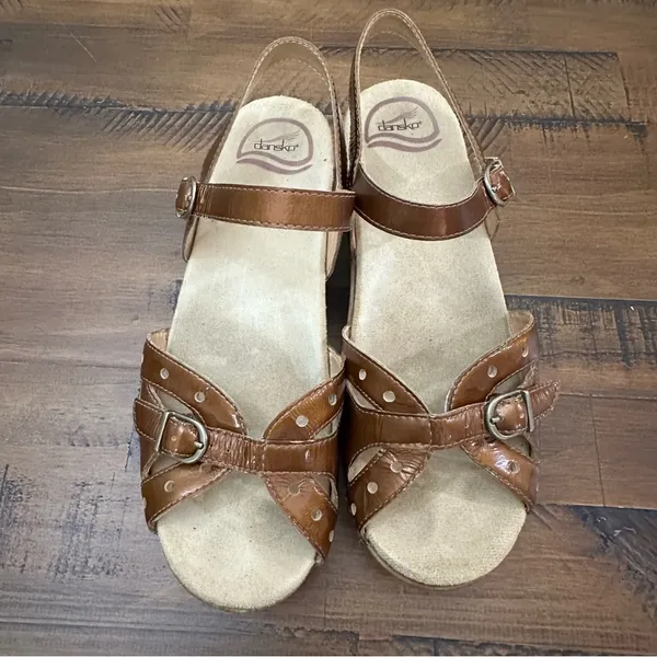Dansko Brown Leather‎ Mary Jane Open Toe Platform Sandals Size 39 US 8.5-9 - Image 2