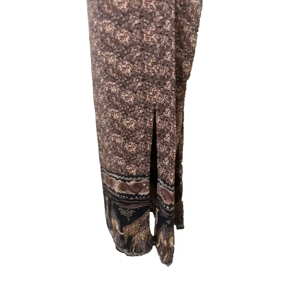 Vintage Looking Good Maxi Dress Safari Giraffe Elephant Asymmetric Tie Back 1X‎ - Image 5