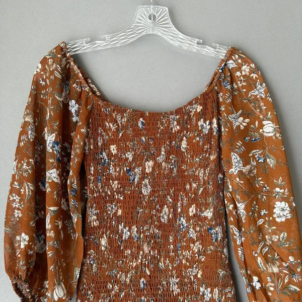 Princess Polly‎ sz 6 Rust Orange Floral boho fitted midi Dress NWOT - Image 7