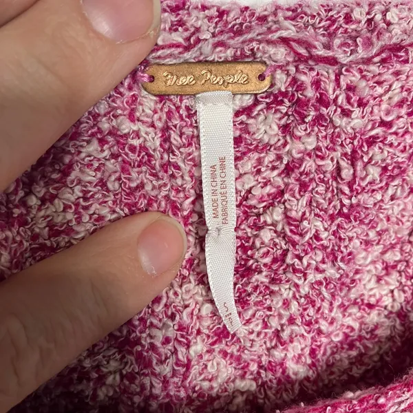 Free People Good Day Pullover pink white knit sweater boxy oversized‎ fit small - Image 4