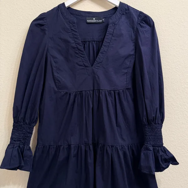 Tuckernuck Pomander Place‎ Navy Blue Cotton Poplin Kenzo Mini Dress Size XS - Image 2