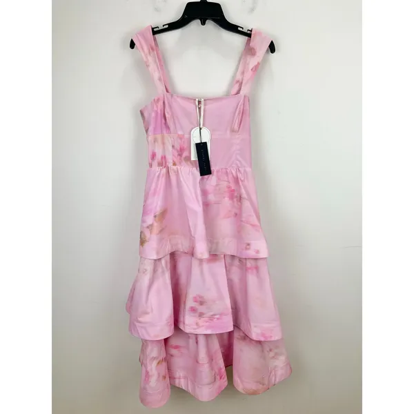 Gianni Bini x Shea Leigh Mills Dolly Printed Sateen Tiered Midi Dress US 10 NWT - Image 7