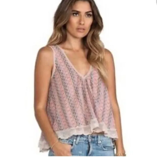 Free People Boho Trapeze Lace Top Size Large - Image 3