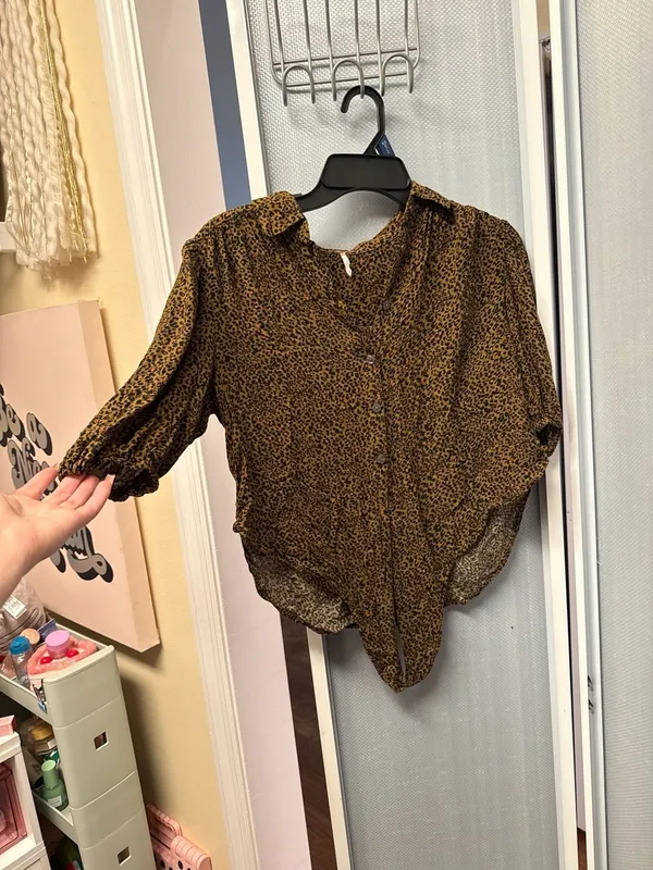 Free People Celia Leopard Print Tie-Front Blouse - Image 4