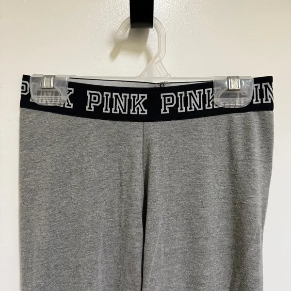 Pink Victoria's Secret Gray Black Elastic Waist‎ Leggings Lounge Pants XS - Image 3