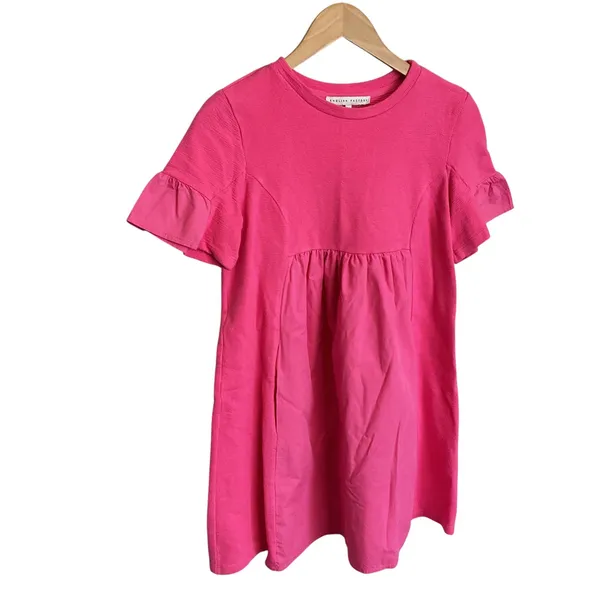 English Factory Pink Mixed Media Ruffle Sleeve Babydoll Mini Dress SY218D XS - Image 13