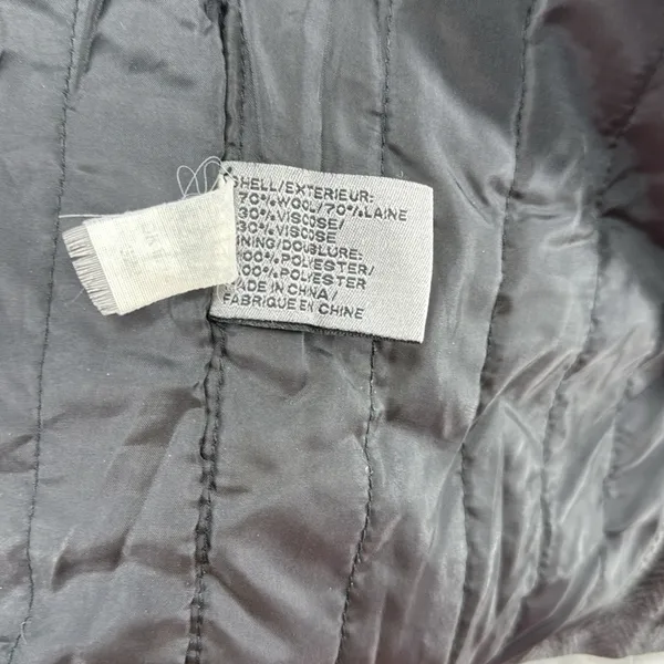 DKNY Charcoal Herringbone wool blend coat zip and button closure winter warm xl - Image 13