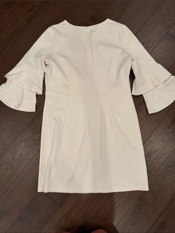 J. McLaughlin Cream Tiered-Ruffle Shift Dress Size Large - C54-112 - Image 10
