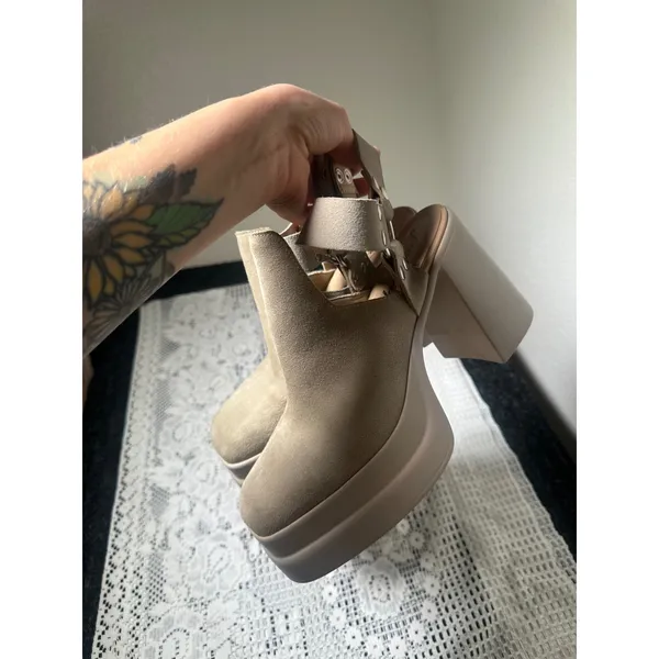 the Free People Hybrid Harness Platform Booties in diamond suede - Image 5