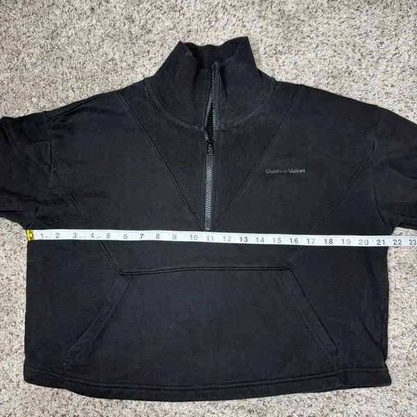 Outdoor Voices Half Zip Cropped Pullover Sweatshirt Black Medium M Activewear - Image 8