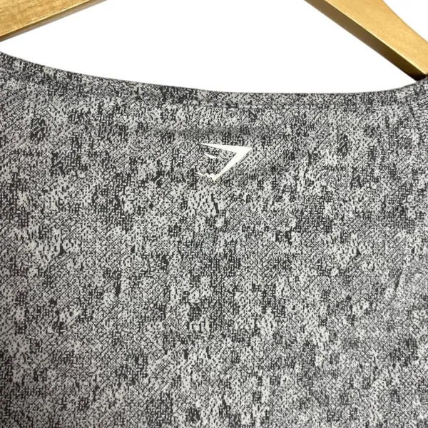 Gymshark Women's‎ S Fleur Texture Charcoal Marl Long Sleeve Crop Top Workout Gym - Image 4