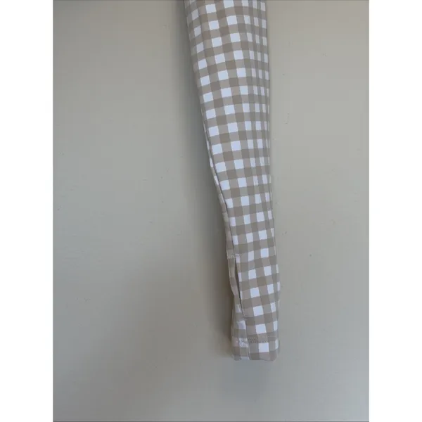 Astoria Activewear Beige Tan Gingham Check Long Sleeve Workout Gym Crop Top S - Image 3