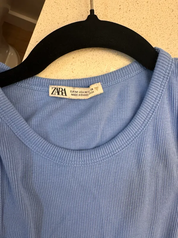Zara Baby Blue Cropped Tank Top - Image 3