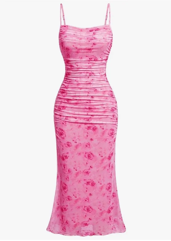 Floral Midi Dress Amazon Pink - Image 2