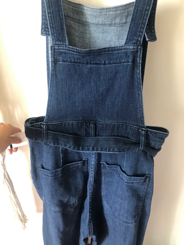 Gap Straight Leg Denim Overalls Jumpsuit With Bow Wrap - Image 3