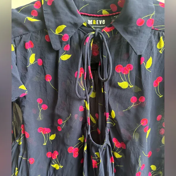 Maeve by Anthropologie Cherry U-‎ Neck Popover Blouse - Image 3