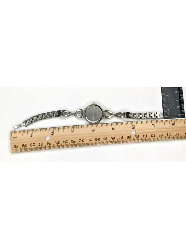 Silver Link Bracelet Womens Watch With Elegant Face & Novelty Band Design A384 - Image 5