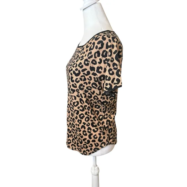 Kate‎ Spade Top Women XS Extra Small Short Sleeve Animal Print Pajama Knit Shirt - Image 4