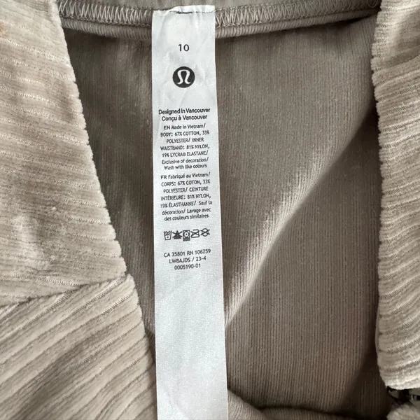 Lululemon Scuba NWT Mid Rise Mini Skirt Womens Velvet Cord Size 10 Riverstone - Image 10