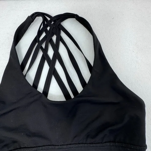Lululemon Free To Be Moved Bra Size 4 Black Strappy Longline Luxtreme sport - Image 6