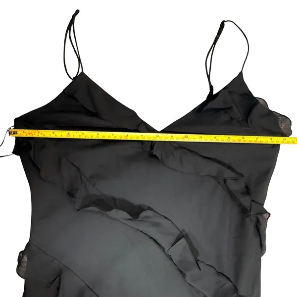 Abercrombie & Fitch Black Ruffle Asymmetrical Handkerchief Hem Midi Dress‎ Large - Image 14