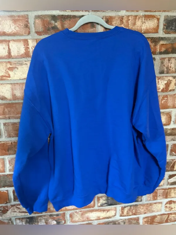 Gildan Royal Blue 'Wifey' Graphic Sweatshirt with Neon Pink and Yellow Print - Image 4