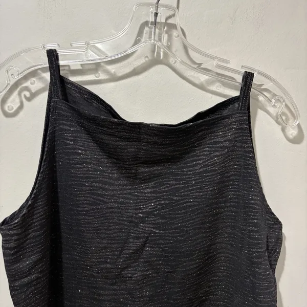 Vintage Y2K Fashion Bug tank top‎ Size Large Black Sparkles Party Zebra Print - Image 4