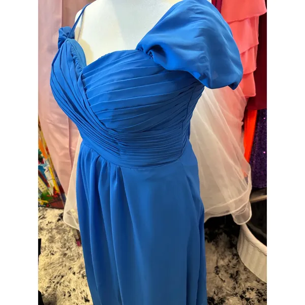 Royal Blue Off Shoulder‎ Prom Dress Lace Up Corset Back Chiffon Gown Size 12 - Image 6