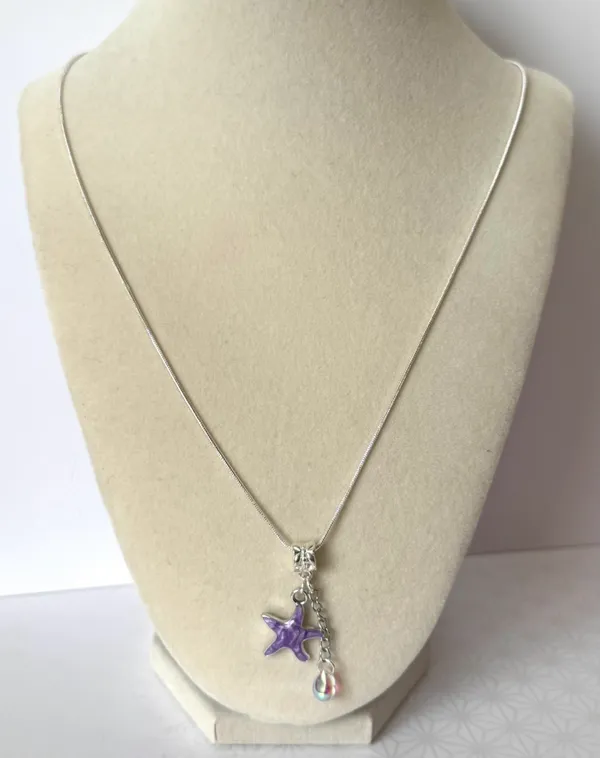 Sterling Silver Starfish Necklace (207) Purple - Image 2