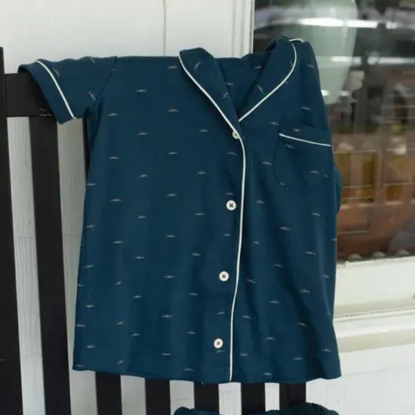 Faherty x Roller Rabbit Button Down Polo PJ Top Mini Wave Limited Edition Medium - Image 2