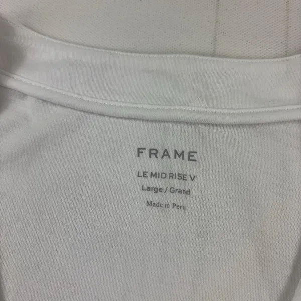 FRAME Tank Top Womens L White V-Neck Sleeveless Organic Pima Cotton Jersey - Image 2