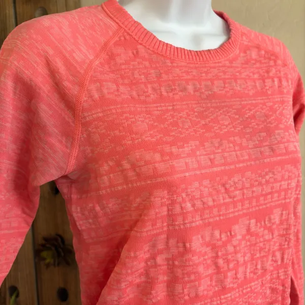 Lululemon Rest Less Pullover Heather Electric Coral Long Sleeve‎ Size 4 - Image 2
