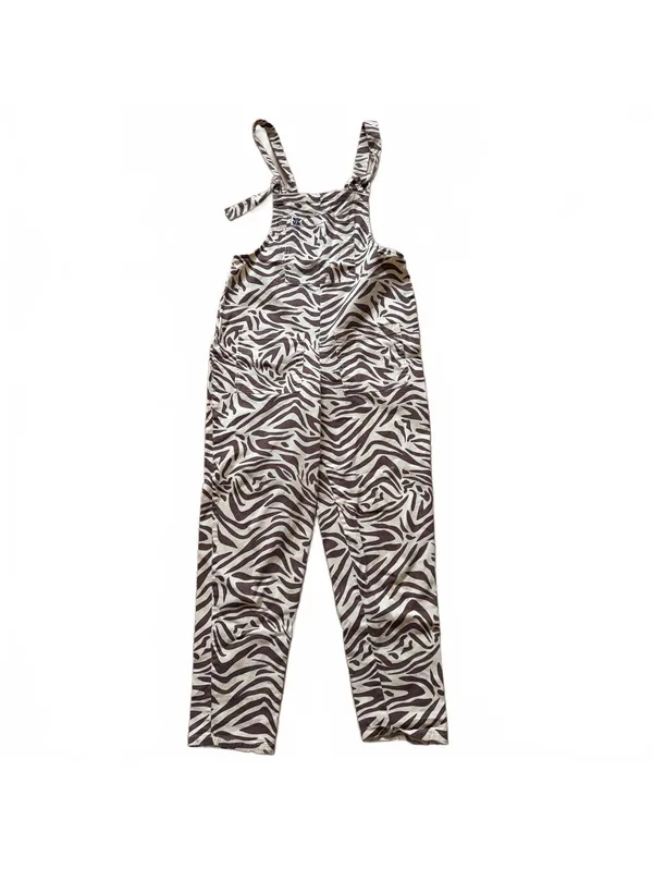 Lucy & Yak Dungarees Overalls Zebra Print Cream Brown Organic Cotton US Size 2R - Image 3