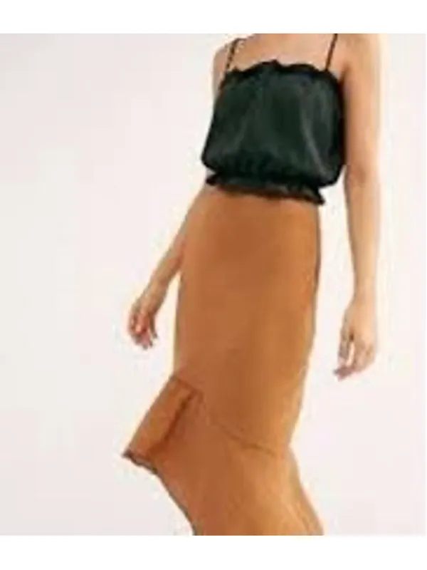 Free People Intimately Asymmetrical Ruffle Hem Slip Skirt Size M NWT - Image 3