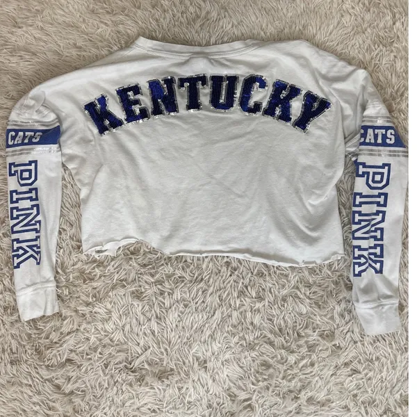 Victoria's Secret PINK Kentucky Wildcats Sequin Crop Long‎ Sleeve Shirt - Image 2
