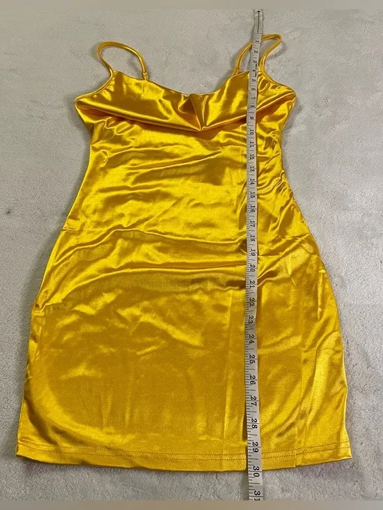 NWT Satin Spaghetti Strap Cowl Neck Bodycon Dress size 4 - Image 5