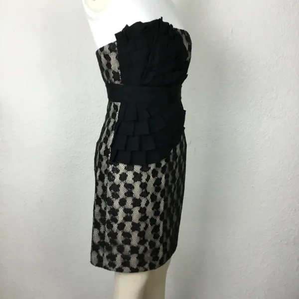 Phoebe Couture Women’s Strapless Dress Sz 0 Cocktail Black Laced. - Image 4