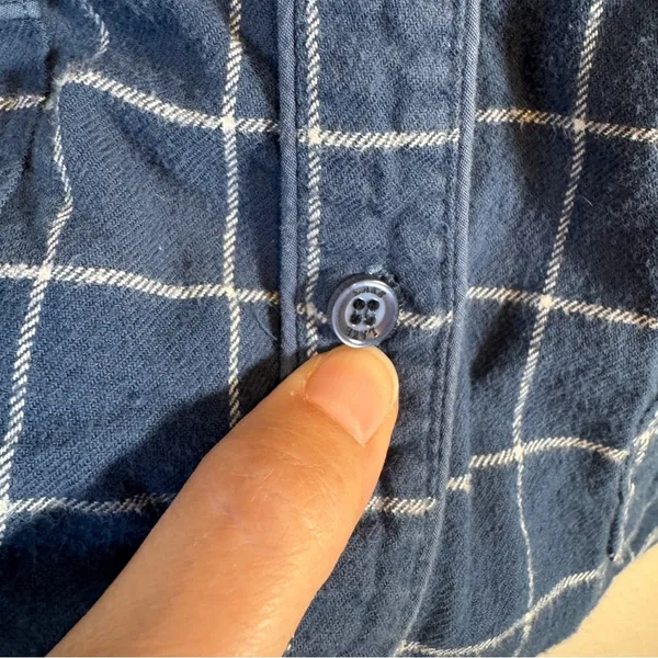 Lake Blue Plaid Button Down PJ Top Shirt Womens M Long Sleeve Lounge Sleep - Image 8