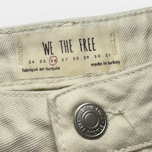 We The Free Free People White Ivory Cream Buttoned Denim Mini Skirt US 26 - Image 4